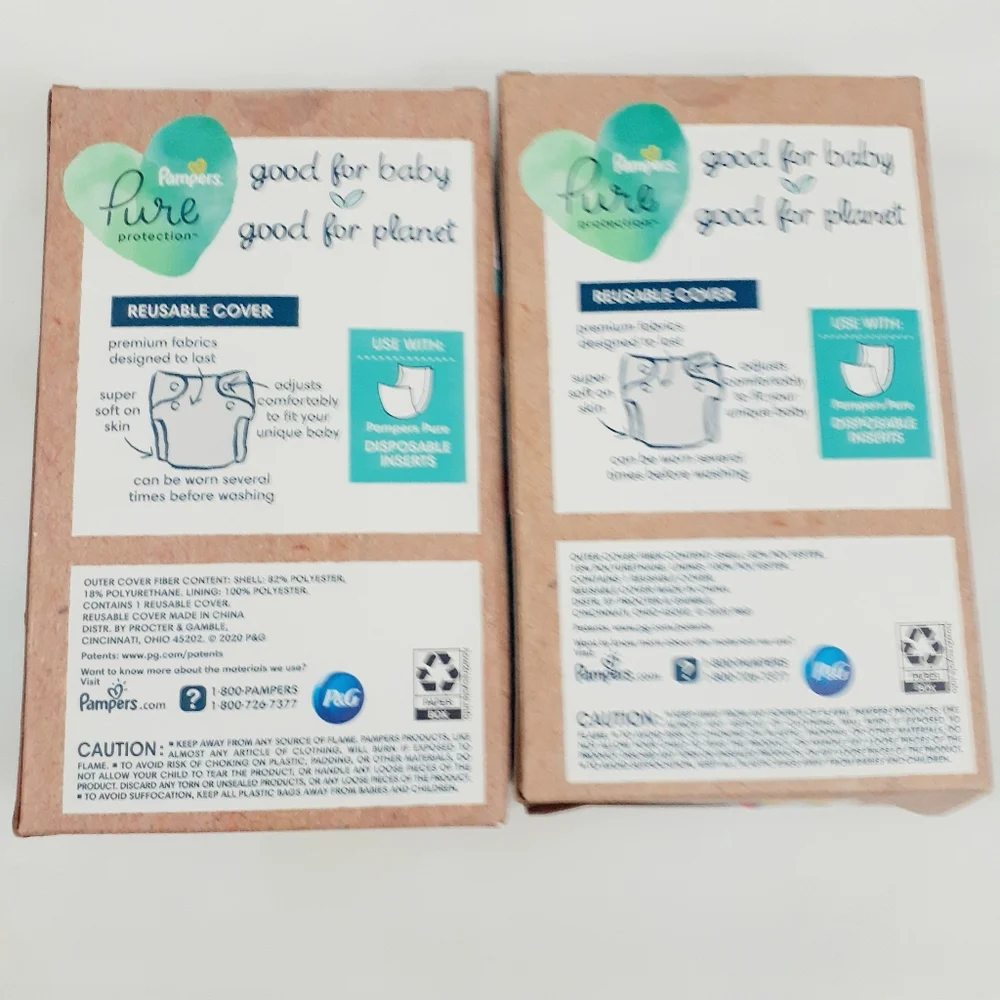 Lot of 2 Pampers Protection Pure Hybrid Diaper Reusable Cover 0-3 M